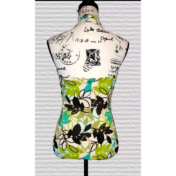 Christina Womens 16/38 Ivory/Brown Floral Ribbed Halter One Piece Swimsuit Beach - Picture 5 of 9